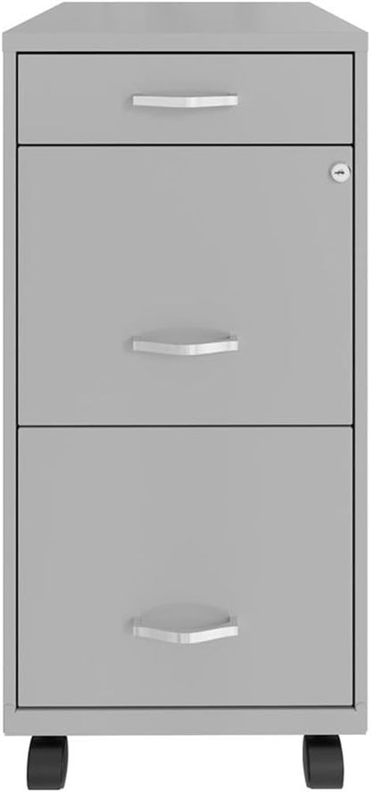 Pemberly Row 3 Drawers 29.52" Vertical Silver Metal Filing Cabinet Lockable by PEMBERLYROW