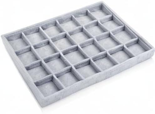 Oirlv 24 Grid Ice Velvet Jewelry Drawer Organizer Tray Stackable Jewelry Trays - Image 10