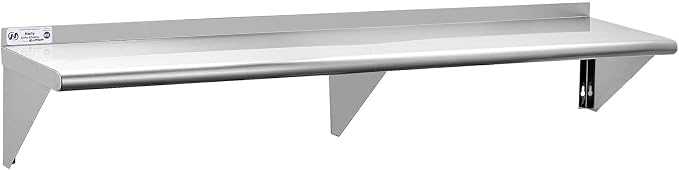 Hally Stainless Steel Shelf 12 x 72 Inches 345 lb, NSF Commercial Wall Mount by HallySinksTablesH