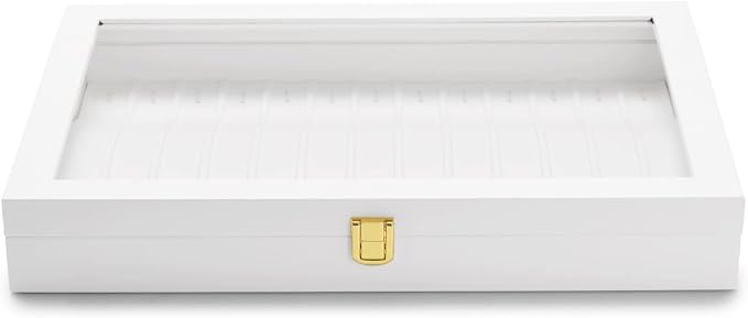 Oirlv White Leather Acrylic Lid Jewelry Necklace Organizer Box Necklace - Image 3