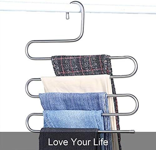 devesanter Pants Hangers Non-Slip S-Shape 4 Pack Trousers Hangers Stainless - Image 6