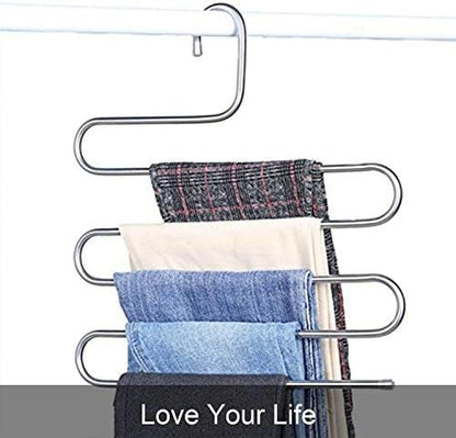 devesanter Pants Hangers Non-Slip S-Shape 4 Pack Trousers Hangers Stainless - Image 6