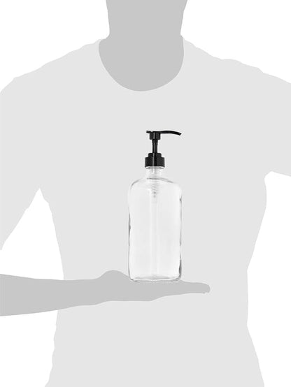 32-Ounce Pump Bottles, Large Clear Glass Boston Round Bottles w/Black Pumps. - Image 7