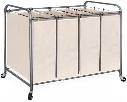 STO STO Laundry Sorter 4 Section, 4 Bag Laundry Hamper, Rolling Laundry Cart - Image 8