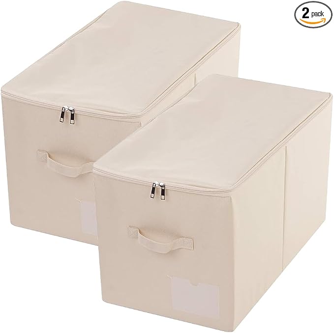 iwill CREATE PRO Pack of 2, Zip Lidded Wardrobe Storage Bins, Collapsible by iwillCREATEPRO