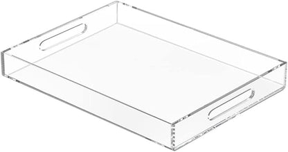 NIUBEE Clear Serving Tray 12x16 Inches -Spill Proof- Acrylic Decorative Tray by NIUBEE