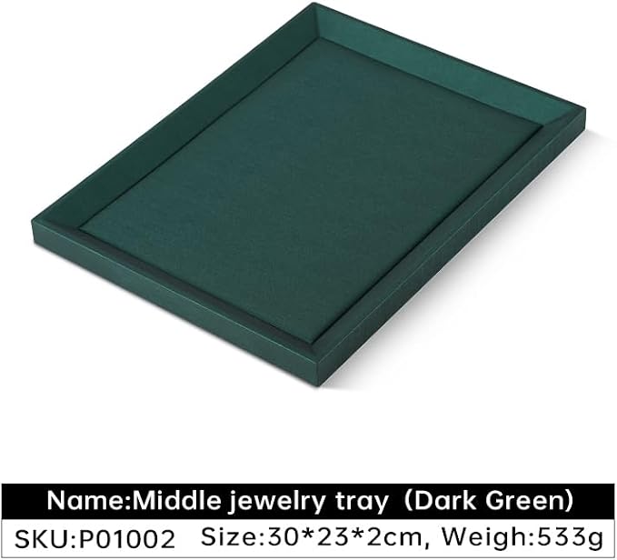 Jewelry Display For Selling, Leather Tray, Premium Green Jewelry Flat Tray - Image 3