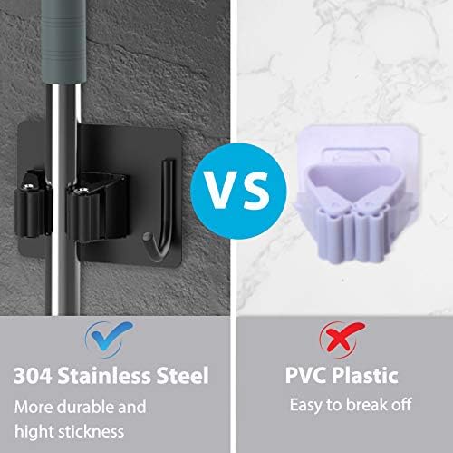 homeasy Mop Broom Holder No Drill, Mop Broom Organizer Wall Mounted Heavy Duty - Image 2