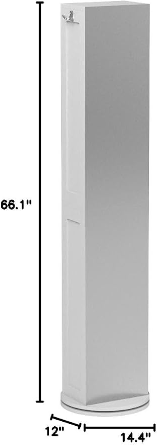 Bathroom Floor Cabinet with Mirror – Rotating Storage Tower with 360° Swivel - Image 2