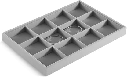 Velvet Stackable Jewelry Display Tray, 12 Grid Watch Bangle Bracelet Storage - Image 4