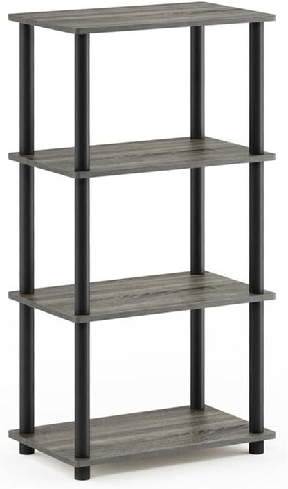 Furinno Turn-N-Tube No Tool 4-Tier Storage Shelf, French Oak Grey/Black - Image 4