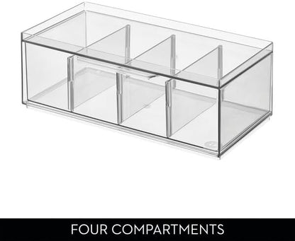 iDesign XL Tea Bag Organizer, 4-Section Clear Stackable, Storage Drawer - Image 10
