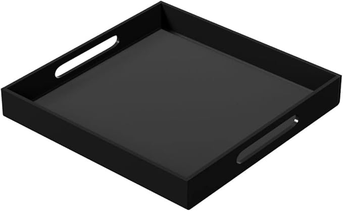 NIUBEE Acrylic Serving Tray 12x12 Inches -Spill Proof- Decorative Tray Organiser by NIUBEE