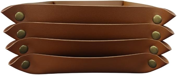4-Pack Foldable PU Leather Jewelry Valet Tray – Catchall Organizer - Image 4