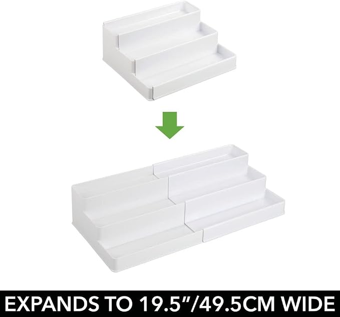 mDesign Plastic Expandable 3-Tier Shelf Rack Organizer - Image 3
