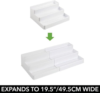 mDesign Plastic Expandable 3-Tier Shelf Rack Organizer - Image 3