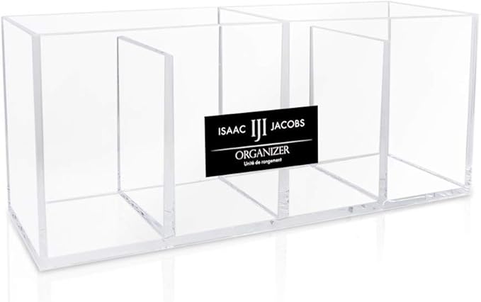 Isaac Jacobs 4-Compartment Clear Acrylic Organizer- Makeup Brush Holder- by IsaacJacobs