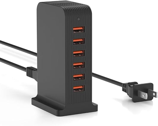VPSUN USB Charger 6 Port 50W Multi USB Tower Charging Station by VPSUN