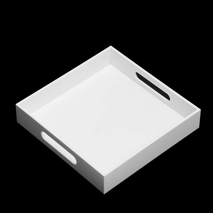 Glossy White Sturdy Acrylic Serving Tray - Image 7