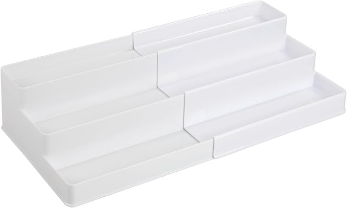 mDesign Plastic Expandable 3-Tier Shelf Rack Organizer by mDesign