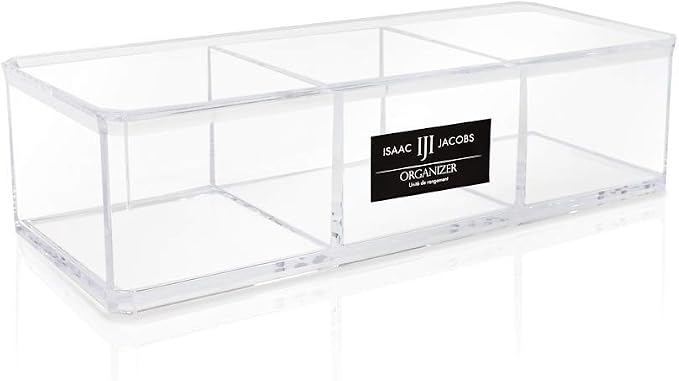 Isaac Jacobs Clear Acrylic 3 Section Organizer- Three Compartment Drawer Tray by IsaacJacobs