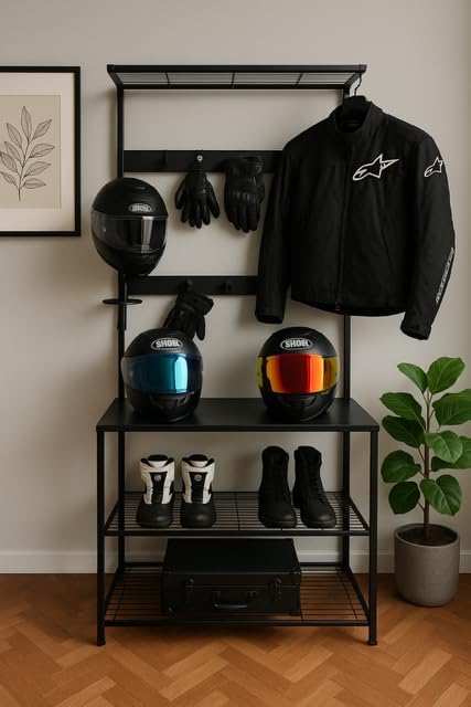 Motorcycle & Sports Helmet Rack & Gear Organizer – Fits 7 Helmets, Boots & - Image 2