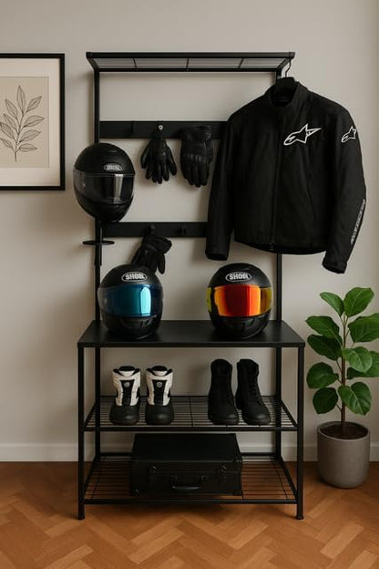 Motorcycle & Sports Helmet Rack & Gear Organizer – Fits 7 Helmets, Boots & - Image 2