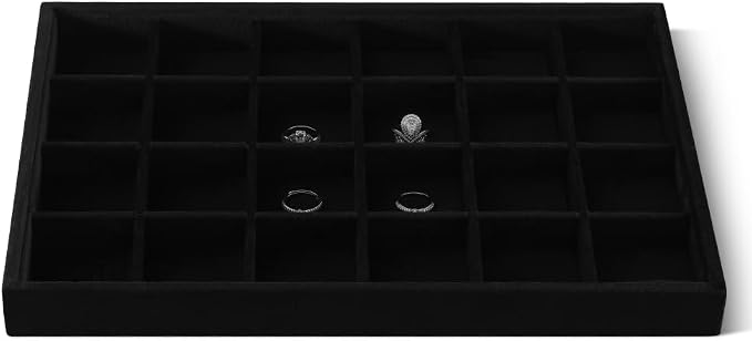 Velvet Stackable Jewelry Display Tray, 24 Grid Earring Ring Storage Tray by Dansmiy