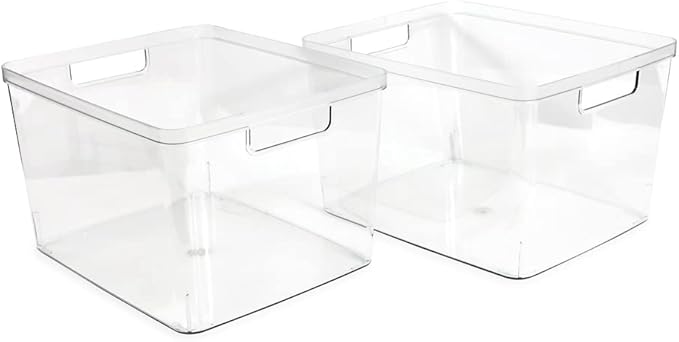 Isaac Jacobs 2-Pack Extra-Large Clear Storage Bins w/Cutout Handles, Plastic - Image 2