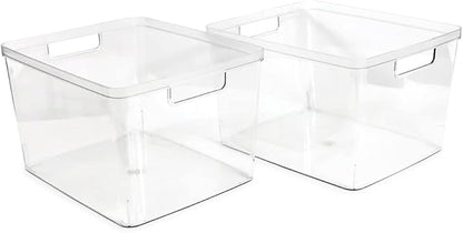 Isaac Jacobs 2-Pack Extra-Large Clear Storage Bins w/Cutout Handles, Plastic - Image 2