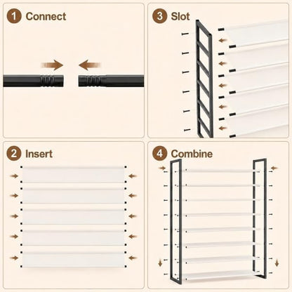 6-Tier Shoe Rack Organizer, Zero-Wobble Metal Frame - Image 7