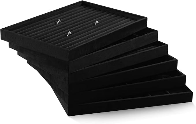 Velvet Ring Display Tray, Stackable Muilt Slot Rings Ear Stud Storage Tray - Image 6