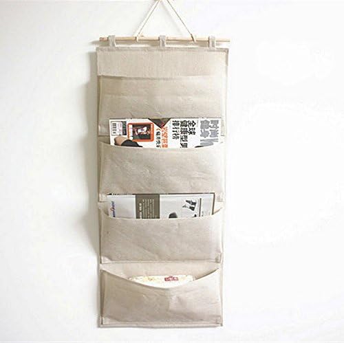Co-link Linen/Cotton Fabric Wall Door Cloth Hanging Storage Pockets Books - Image 3