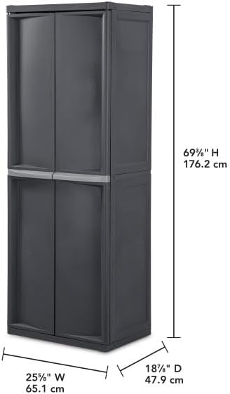 Sterilite 4 Shelf Cabinet, Lockable Utility Storage w/ Adjustable Shelves - Image 3