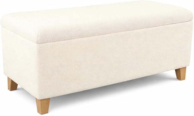 HomePop Storage Bench, Pearl Cream by HomePop