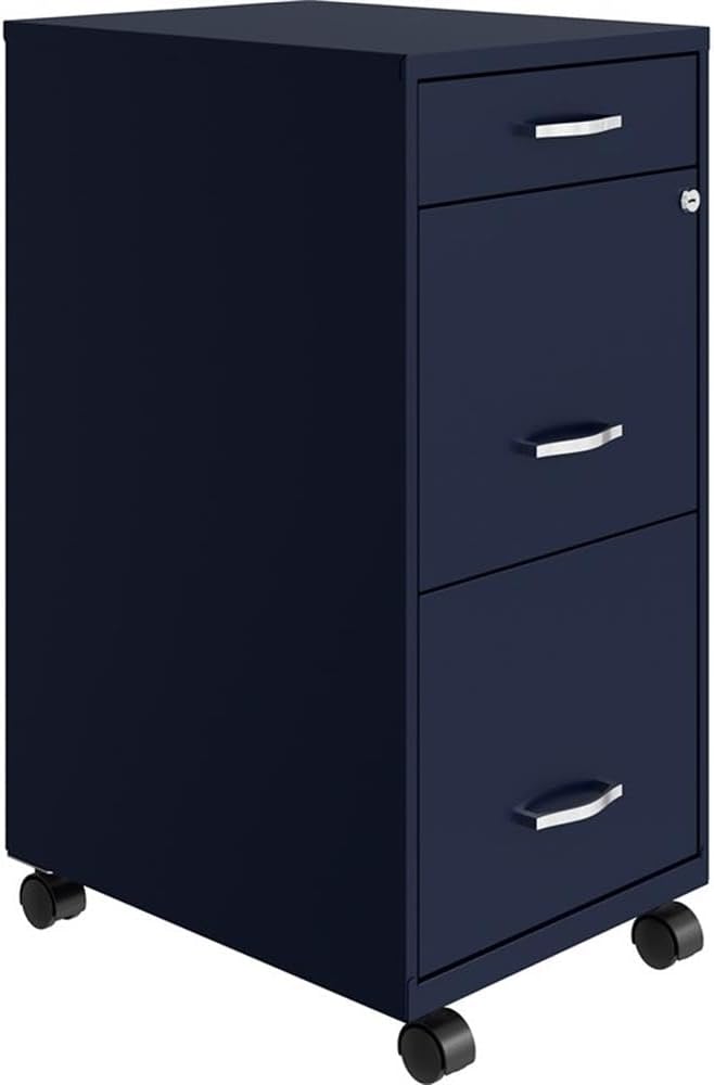 Pemberly Row 3 Drawers 29.52" Vertical Navy Metal Filing Cabinet Lockable by PEMBERLYROW
