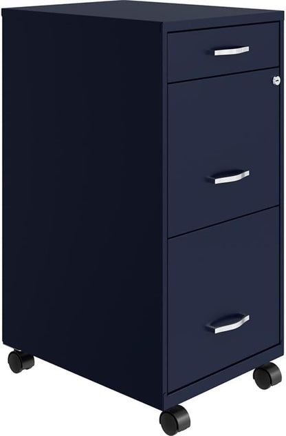 Pemberly Row 3 Drawers 29.52" Vertical Navy Metal Filing Cabinet Lockable by PEMBERLYROW