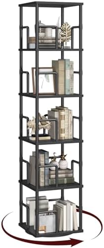 MAHANCRIS 5-Tier Rotating Bookshelf, Freestanding Corner Bookshelf, 360° by MAHANCRIS