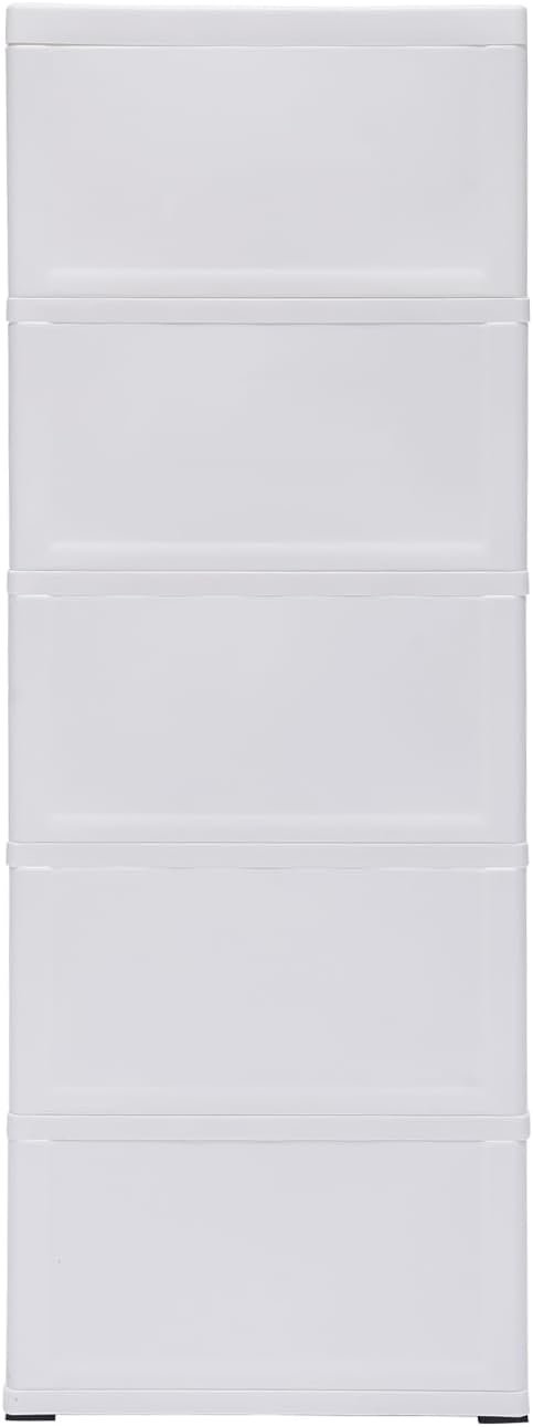 5 Drawer Stackable Storage Tower, Plastic Drawers Dresser, Narrow Rolling - Image 9