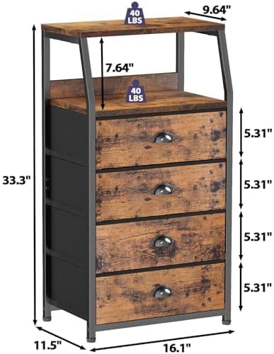 Furnulem Tall Night Stand, Bedside Table - Image 3