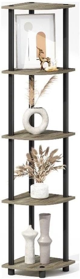 Furinno Turn-N-Tube Storage Shelves, 5-Tier Book Shelf, Corner Shelf - Image 6