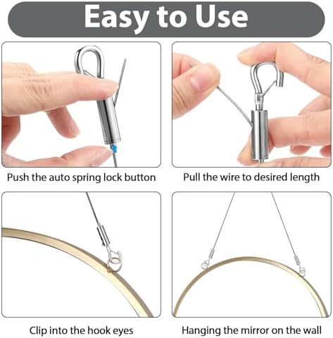 2PCS Adjustable Picture Hanging Wire Kit, Mirror Frame Hanging Kit, 6.6FT Heavy - Image 4