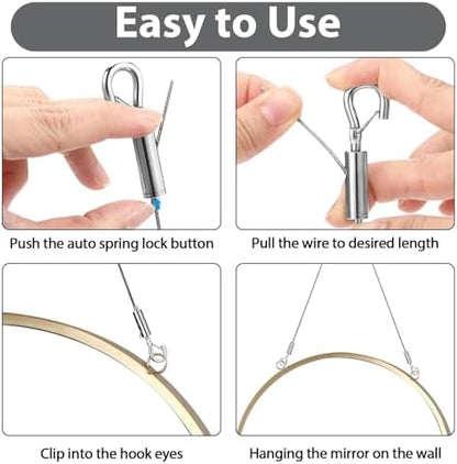 2PCS Adjustable Picture Hanging Wire Kit, Mirror Frame Hanging Kit, 6.6FT Heavy - Image 4