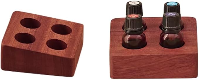 Dark Wood Essential Oil Organizer, Tiered Display Stand by Unknown
