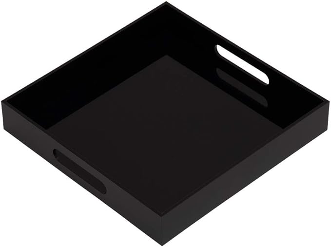 Glossy Black Sturdy Acrylic Serving Tray by KEVLANG