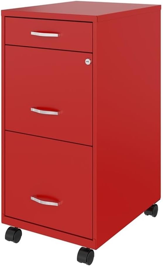 Pemberly Row 3 Drawers 29.52" Vertical Red Metal Filing Cabinet Lockable - Image 5