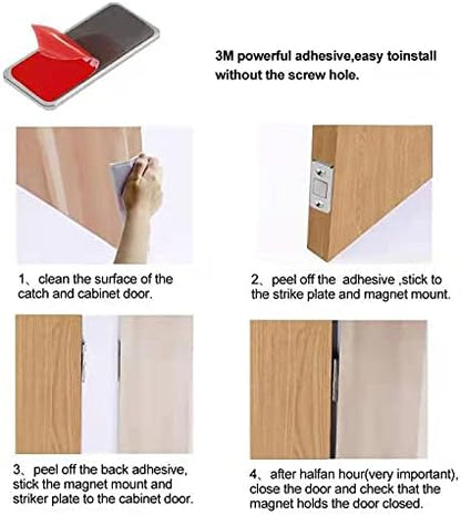 Mousike Magnetic Door Catch Ultra Thin Cabinet Magnets Stainless Steel Drawer - Image 6