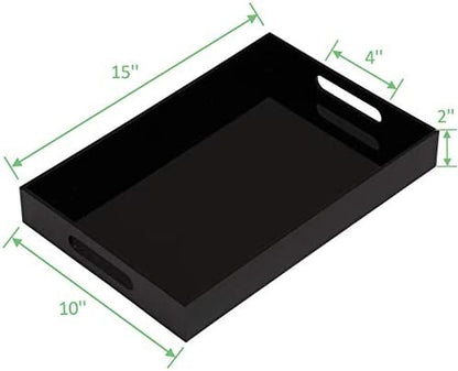 Glossy Black Sturdy Acrylic Serving Tray - Image 2