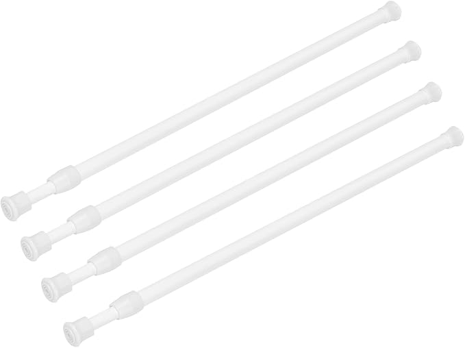 4 Pack Small Tension Curtain Rod, Short Adjustable Extendable | Spring Loaded by GinbelDirect