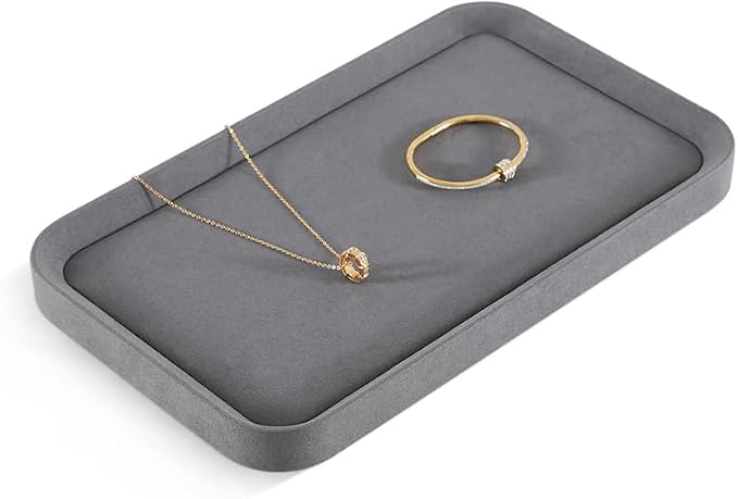 Jewelry Display, Yinbeini Microfiber Valet Tray, Luxury Jewelry Drawer Organizer - Image 3